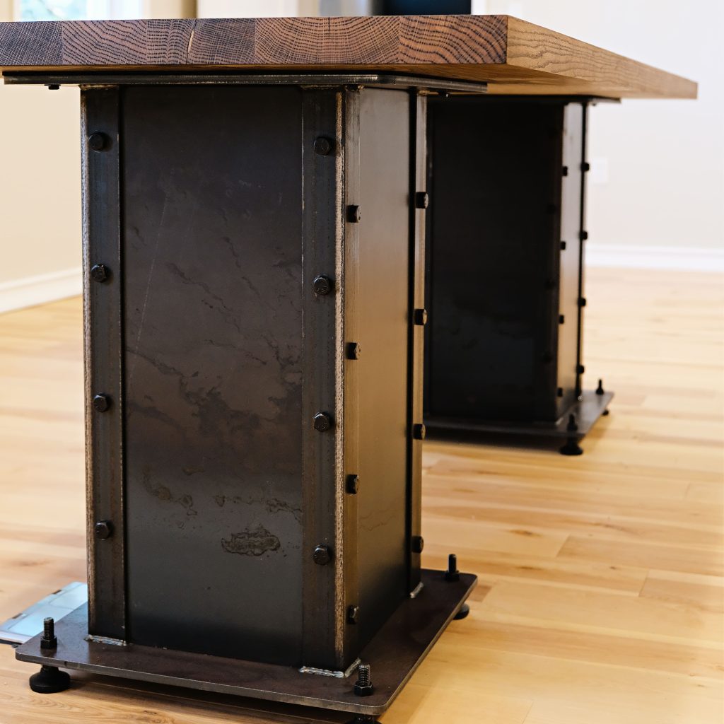 metal base of wood table